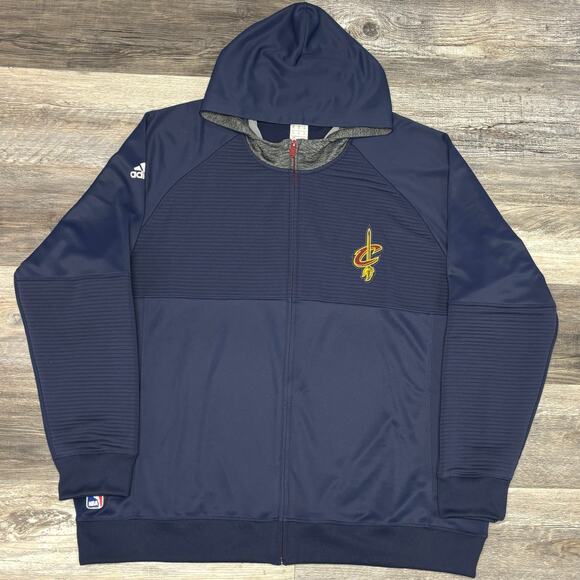 Adidas NBA Cleveland Cavaliers Navy Blue Mens 3XL Full Zip Basketball Hoodie EUC - Picture 2 of 10